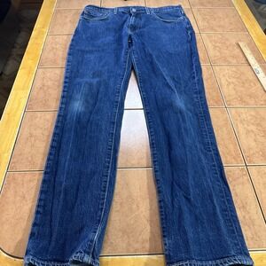 Levis Jeans Mens 34x32 Blue 511 Big E Red Tab Premium Straight  Mens Leather Tag